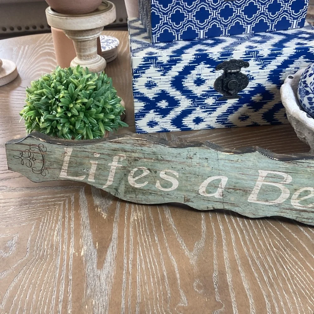 NEW! Coastal Life’s a Beach Distressed Wood Wall Sign - Picture 7 of 8